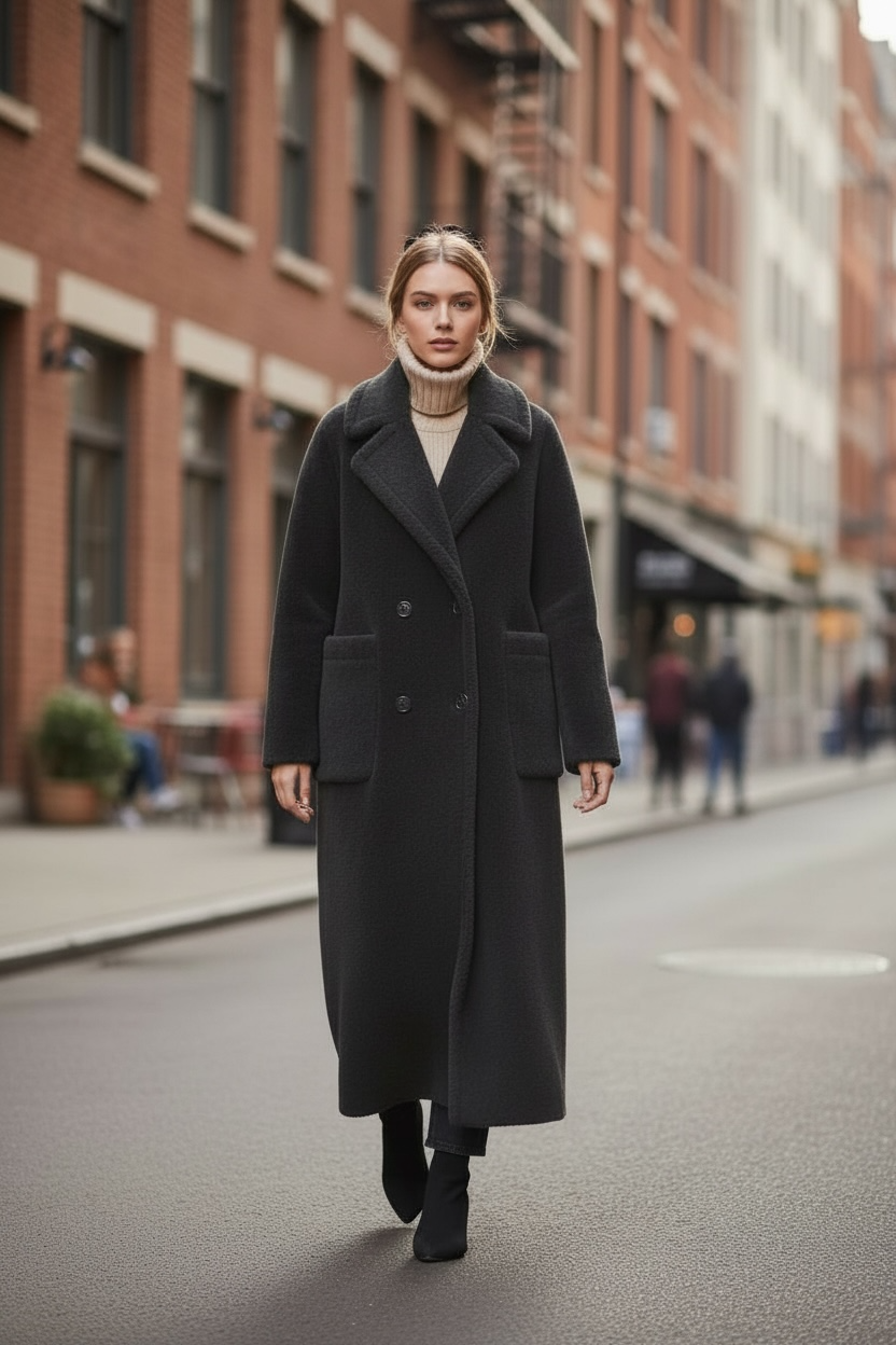 Down-lined Long Wool Coat