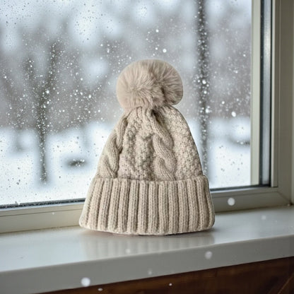 Fleece-lined Cable Knitt Hat