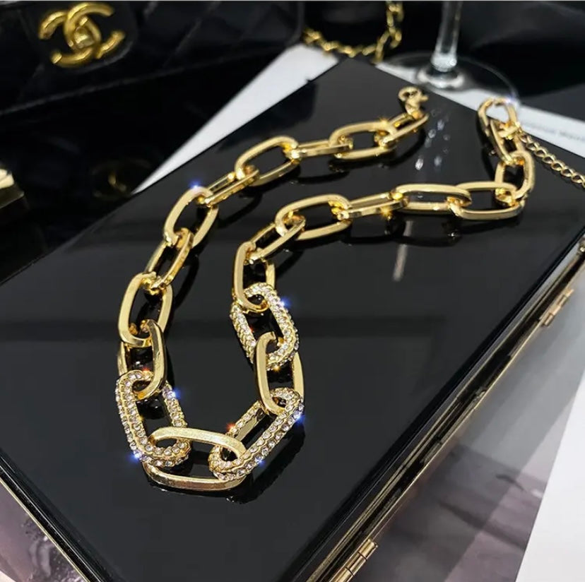 Metal-Plated Statement Chain Necklace