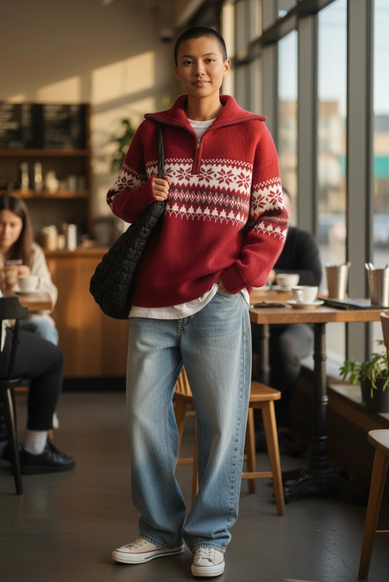 Unisex Half-Zip Knit Sweater