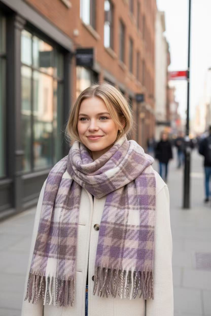 Premium Plaid Winter Scarf - Purple