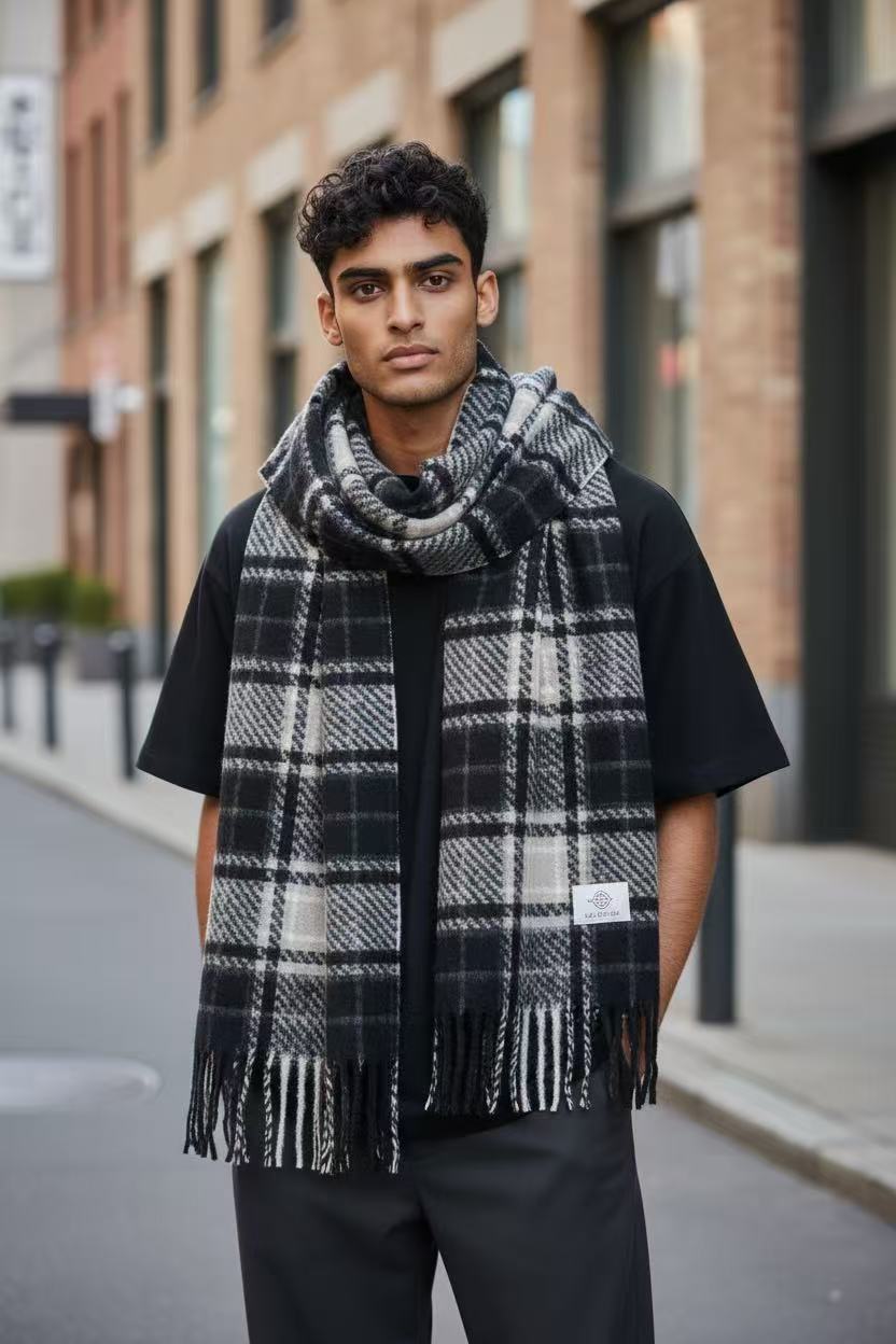 Premium Winter Plaid Scarf for Men