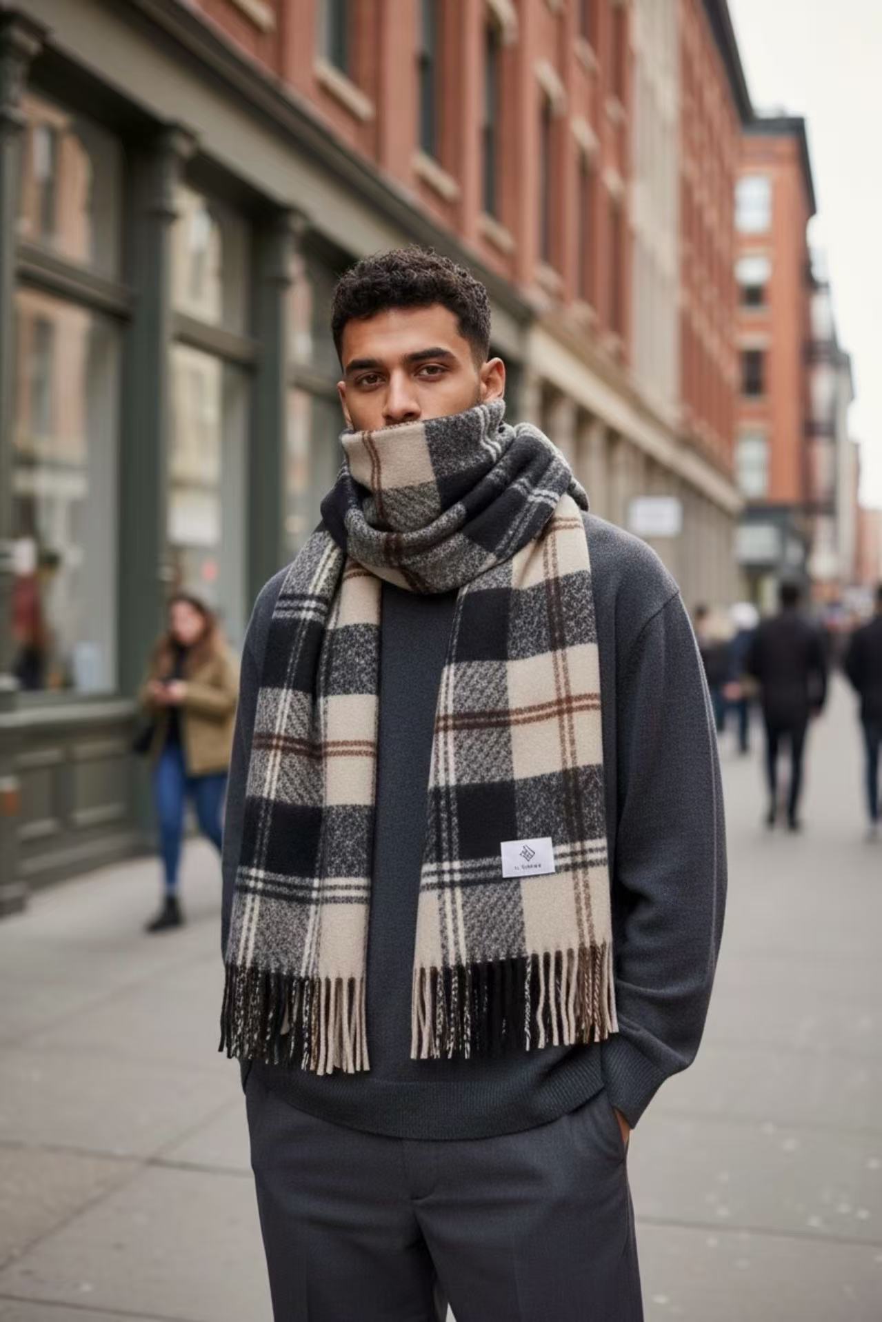 Premium Winter Plaid Scarf for Men by Joyjocey - view 6 of 8