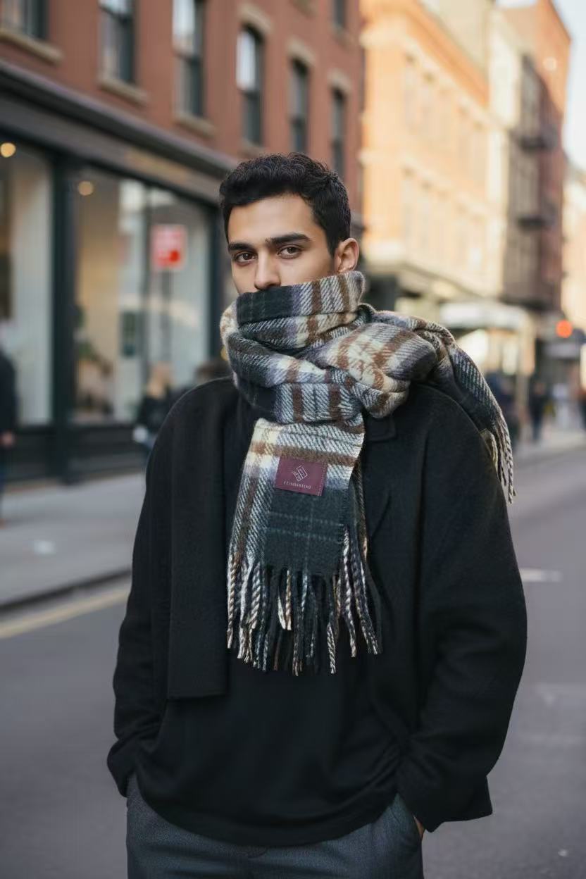 Premium Winter Plaid Scarf for Men by Joyjocey - view 4 of 8