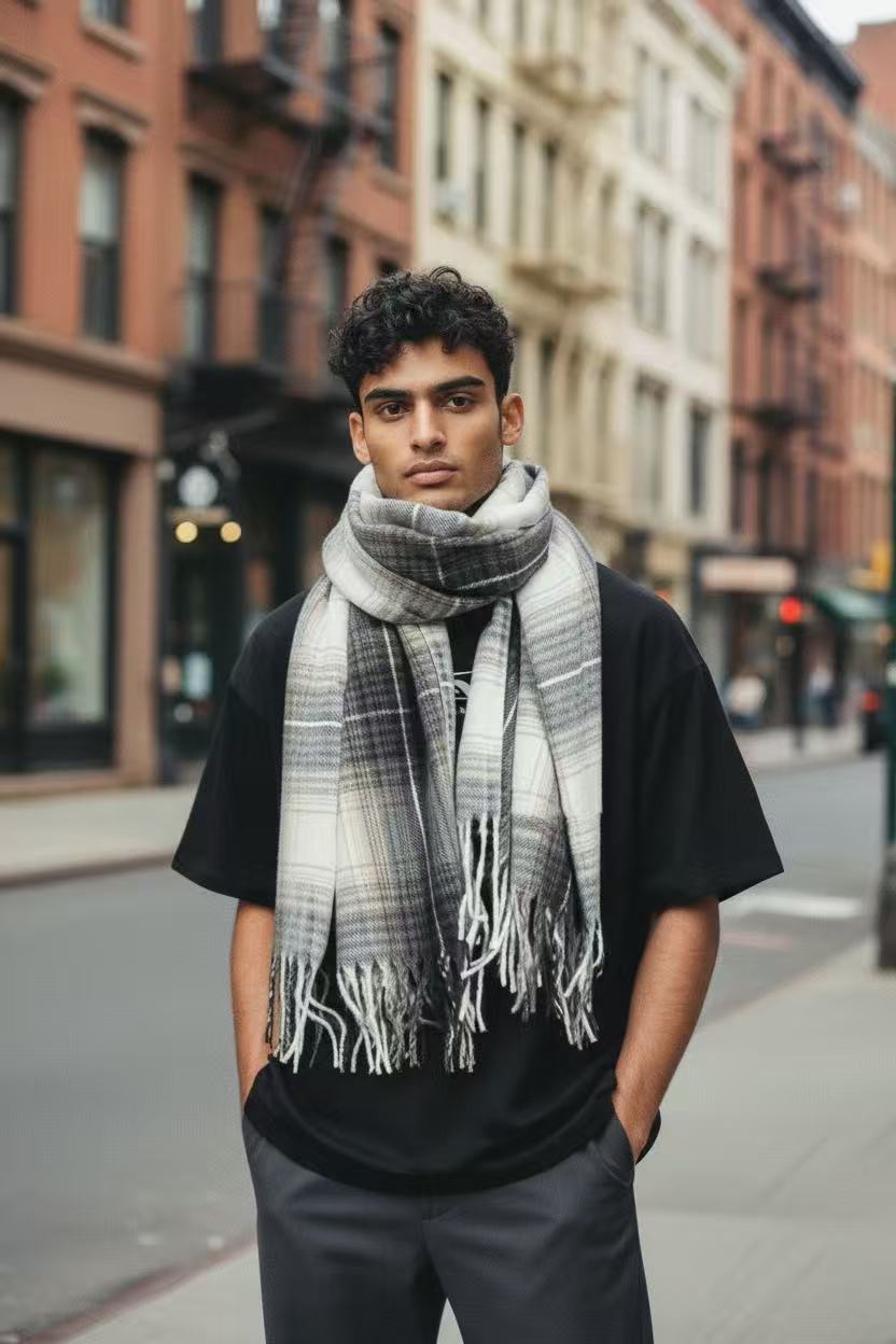 Premium Winter Plaid Scarf for Men by Joyjocey - view 8 of 8