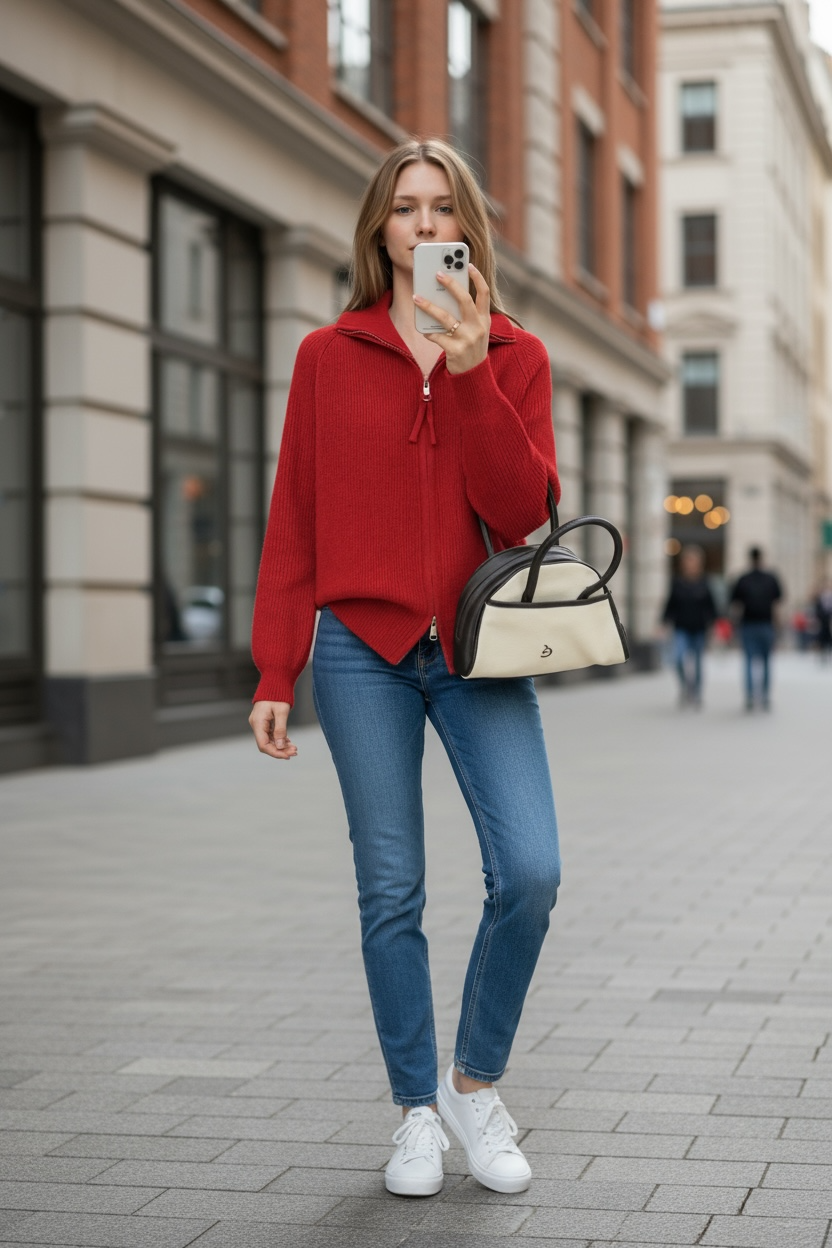 Cozy Zip-Up Knit Sweater