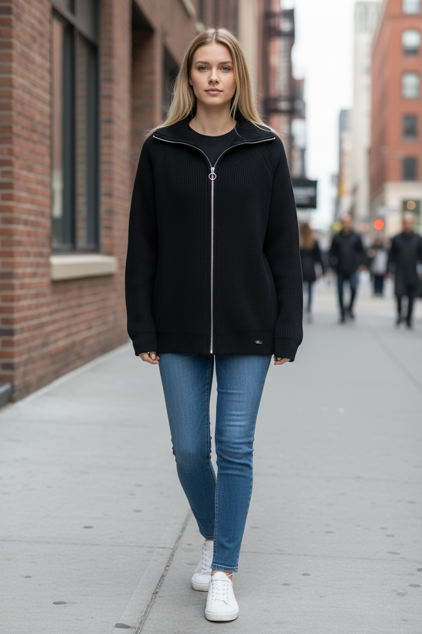 Cozy Zip-Up Knit Sweater