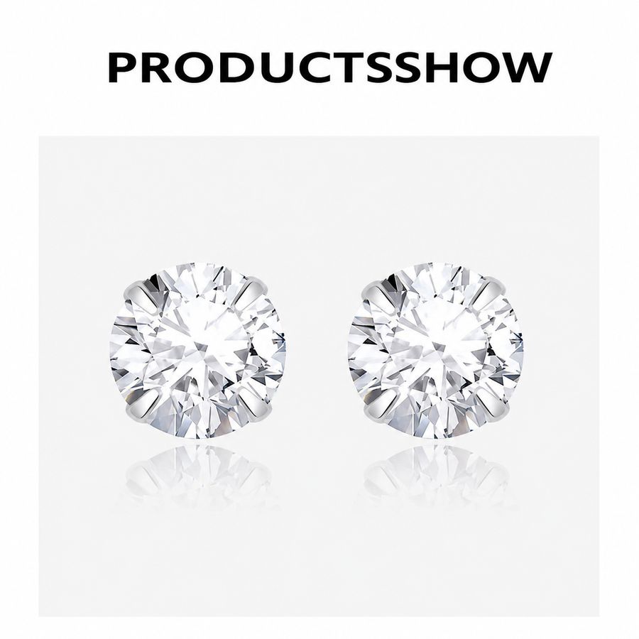 999 Sterling Silver Cubic Zirconia Stud Earrings