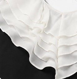 Layered Ruffle Collar Contrast Blouse