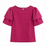 Textured Ruffle Sleeve Blouse