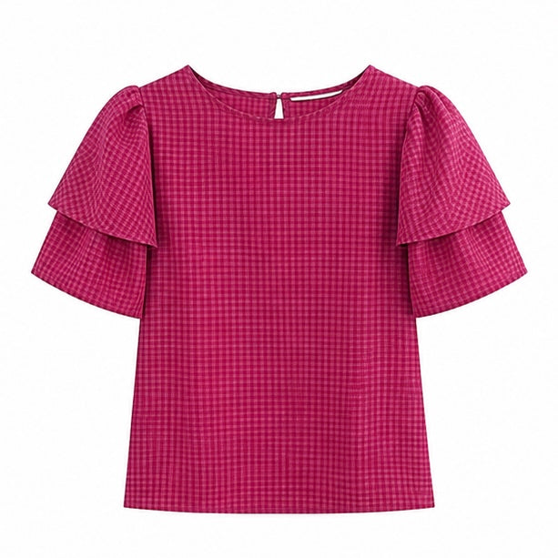 Textured Ruffle Sleeve Blouse