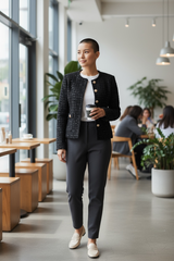 Elegant Black Wool-Blend Textured Jacket by Joyjocey - view 2 of 5