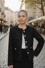 Elegant Black Wool-Blend Textured Jacket by Joyjocey - view 3 of 5