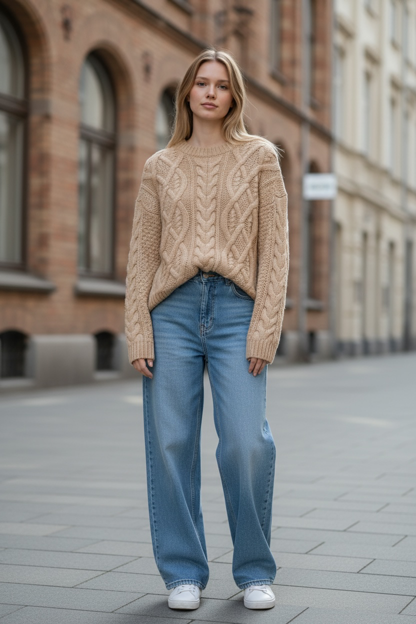 Cable Knitted Sweater for Women