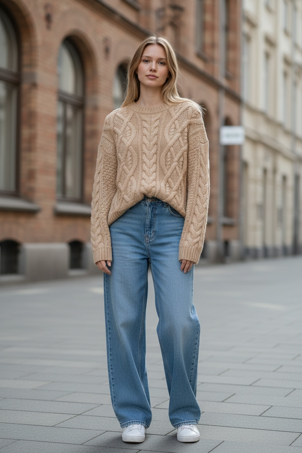 Cable Knitted Sweater for Women