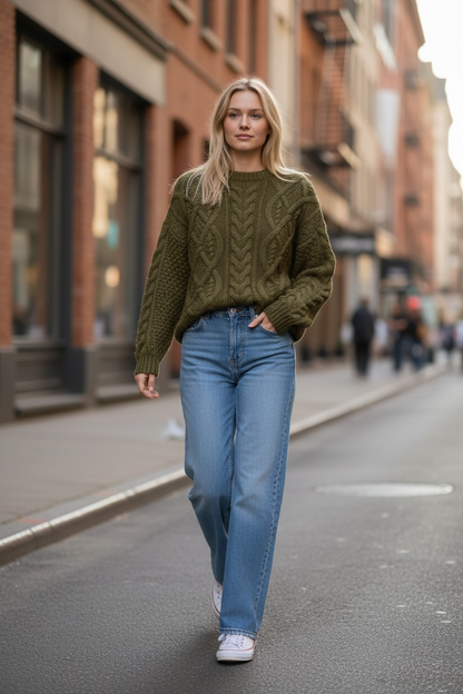 Cable Knitted Sweater for Women