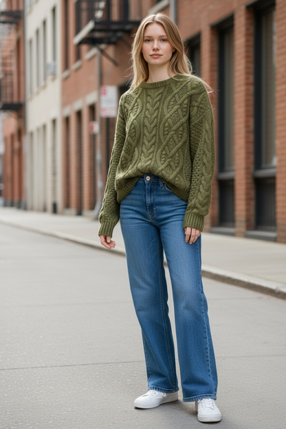 Cable Knitted Sweater for Women