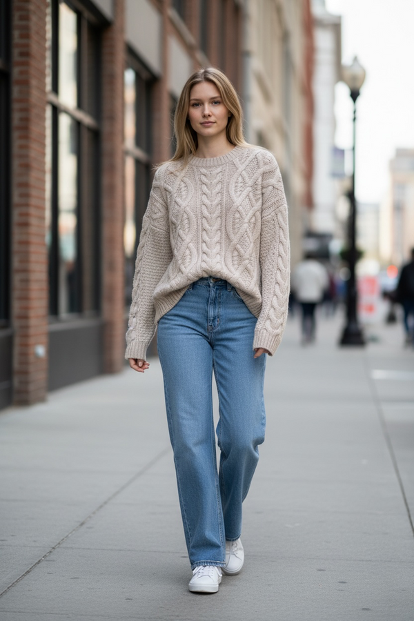 Cable Knitted Sweater for Women