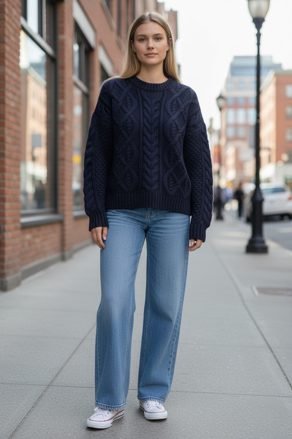 Cable Knitted Sweater for Women