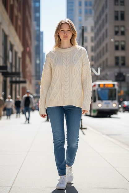 Cable Knitted Sweater for Women