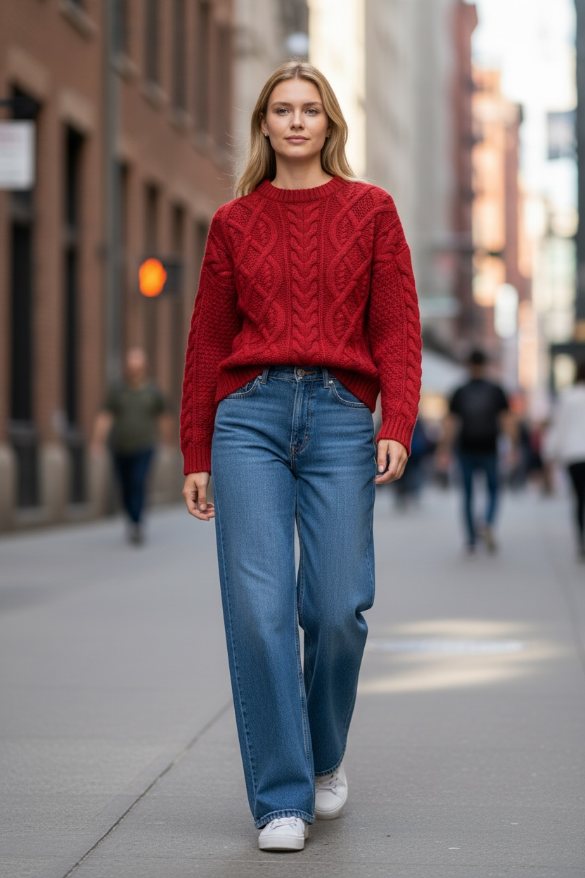 Cable Knitted Sweater for Women