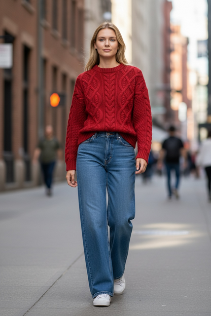 Cable Knitted Sweater for Women