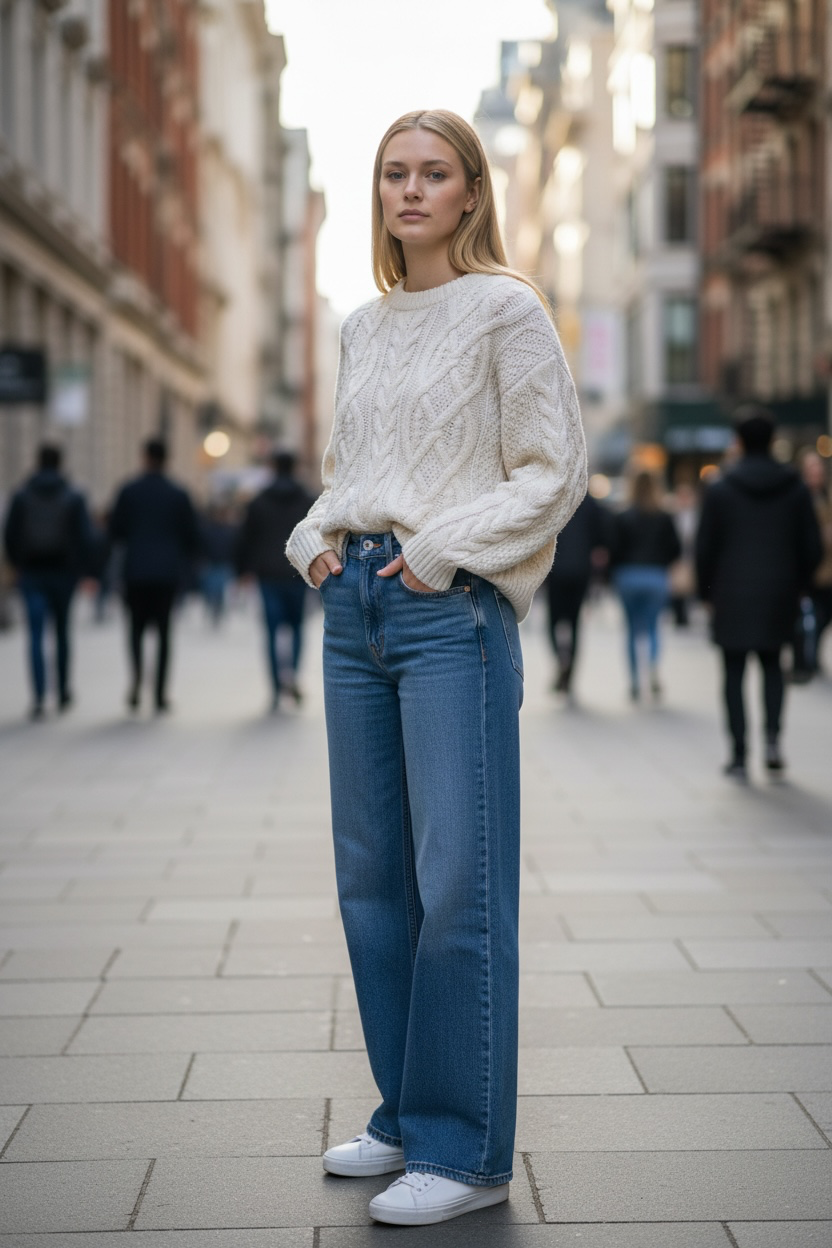 Cable Knitted Sweater for Women