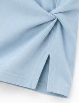 Twisted side knot, slit and stitching detail on the light blue Joyjocey Classic Side-Knot Cotton T-Shirt.