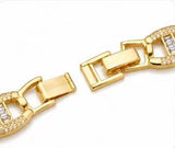 Secure clasp detail on the Joyjocey Gold-Plated Crystal Link Bracelet.