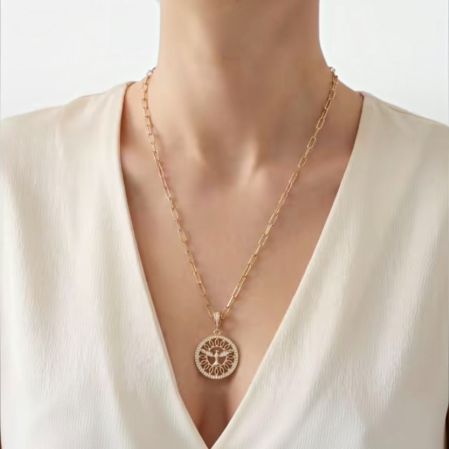 Gold-Plated Medallion Pendant Necklace by Joyjocey - view 2 of 3
