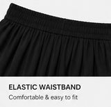 Elastic waistband detail on the black Joyjocey High-Waist Pleated A-Line Skirt.
