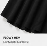 Flowy layered hem detail on the black Joyjocey High-Waist Pleated A-Line Skirt.
