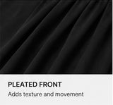 Close-up of the soft pleated black fabric on the Joyjocey High-Waist Pleated A-Line Skirt.
