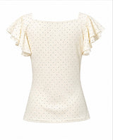 Polka Dot Ruffle Sleeve Wrap Blouse by Joyjocey - view 3 of 8