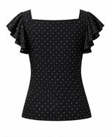 Polka Dot Ruffle Sleeve Wrap Blouse by Joyjocey - view 8 of 8
