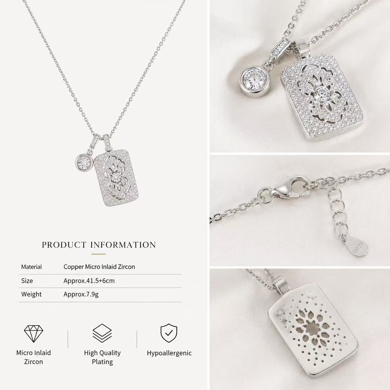 Sparkling Crystal Rectangle Pendant Necklace by Joyjocey - view 5 of 6