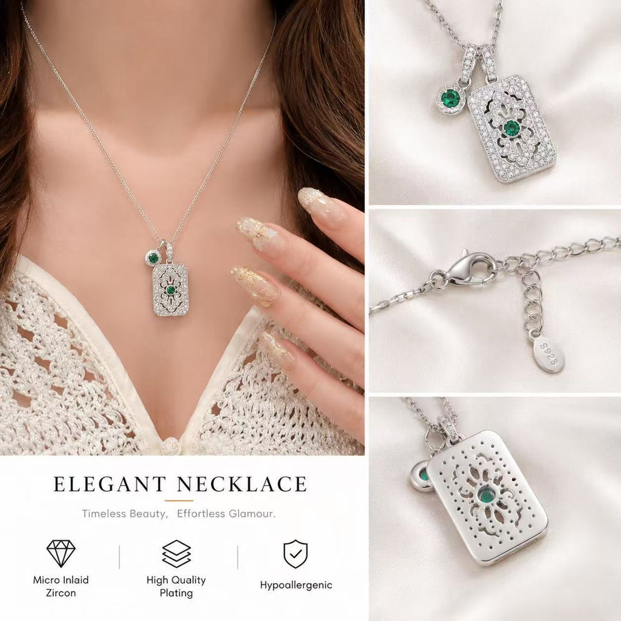 Sparkling Crystal Rectangle Pendant Necklace by Joyjocey - view 6 of 6