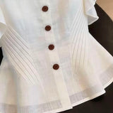 Women's Ruffle Sleeve Button Front Blouse by Joyjocey - view 4 of 5